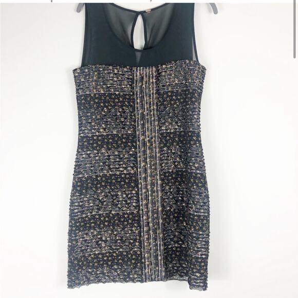 Free people burst ditsy grey floral mesh ruffle mini dress - Picture 2 of 11